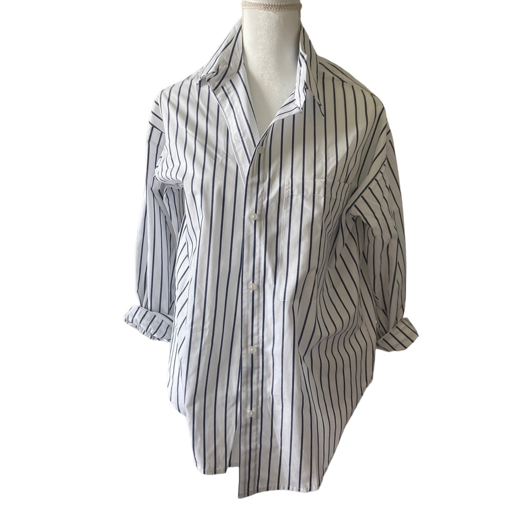 Oversized striped button up